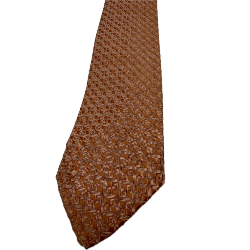 Corsair Mens Burnt Orange Geometric‎ Diamond Pattern Polyester Necktie Classic